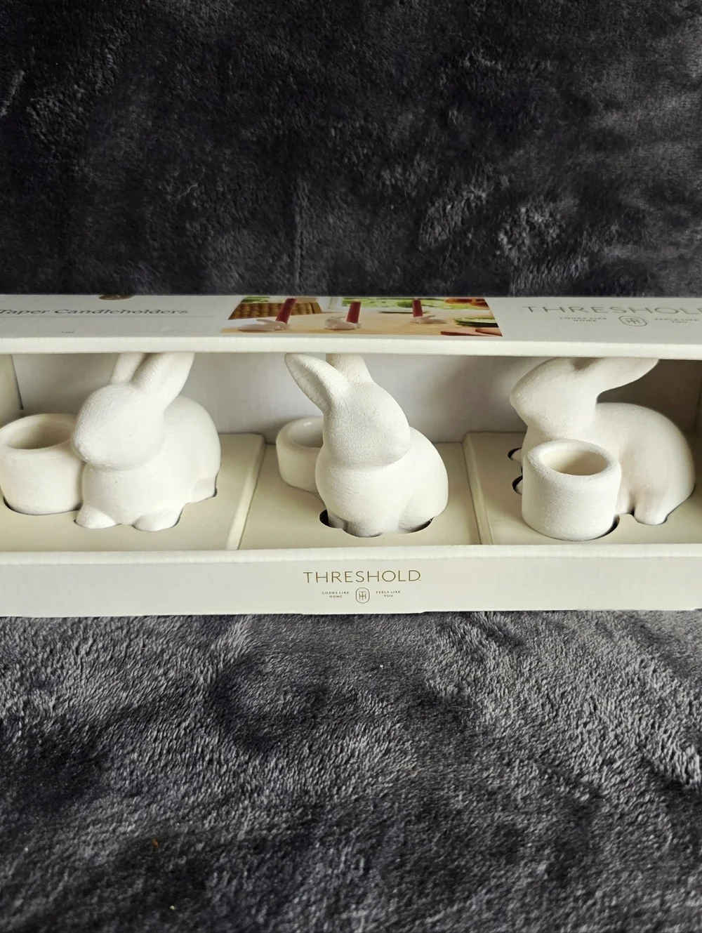 New Easter Set of 3 Ceramic Bunny Taper Candle Holders Threshold Target 2026